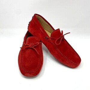 TOD'S Suede Gommino Loafers Moc Toe Loafer Driver Red Orange Men's US 6.5 NWOB